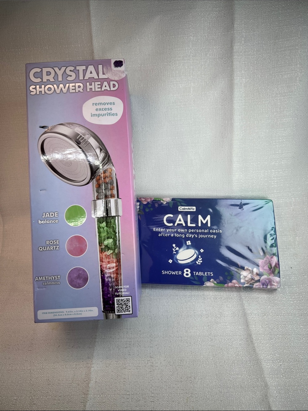 Crystal showerhead with 8 shower or bath tablets